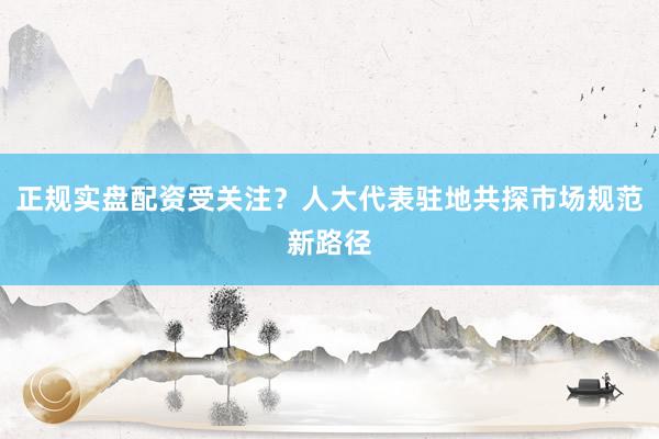 正规实盘配资受关注？人大代表驻地共探市场规范新路径