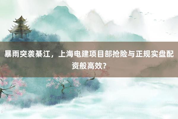 暴雨突袭綦江，上海电建项目部抢险与正规实盘配资般高效？