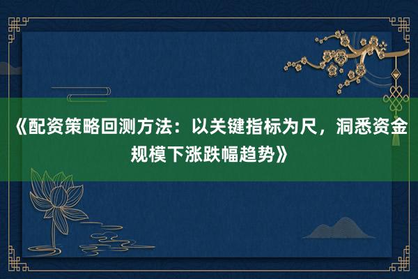 《配资策略回测方法：以关键指标为尺，洞悉资金规模下涨跌幅趋势》