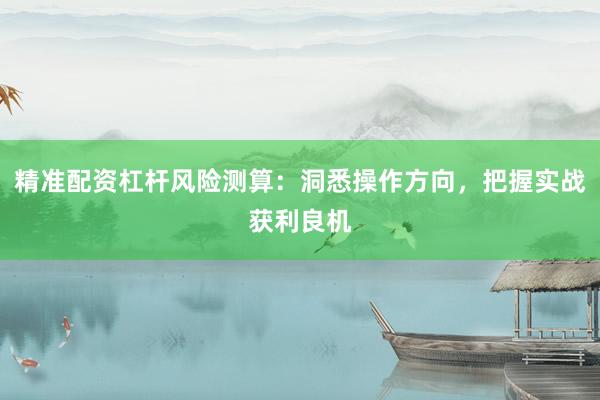 精准配资杠杆风险测算：洞悉操作方向，把握实战获利良机
