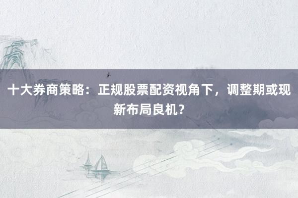十大券商策略:正规股票配资视角下,调整期或现新布局良机?